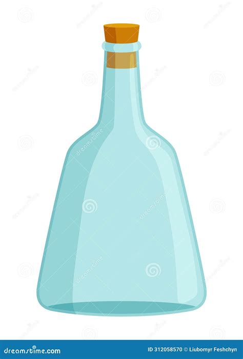 Glass Bottle Cartoon Style Vector Icon Vector Blank And Empty Wine Bottle Stock Vector