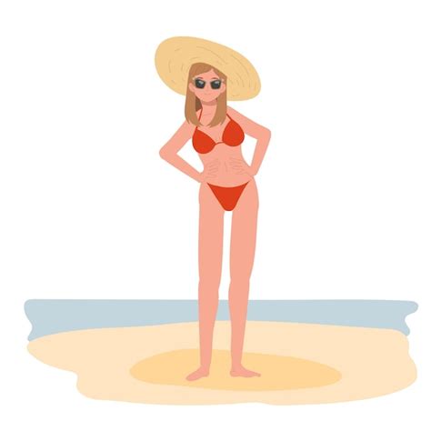 Sommer strandurlaub thema glückliches mädchen im bikini und sonnenbrille auf der beachflat