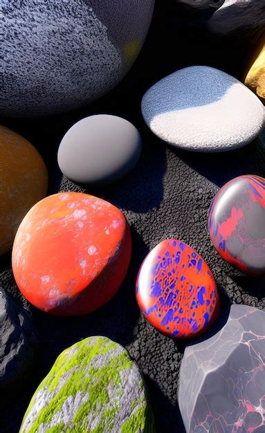 Una colección de rocas con diferentes colores y texturas Foto Premium