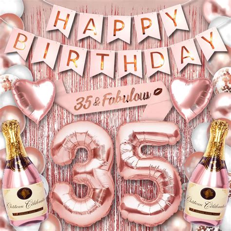 35th Birthday Party Decorations Rose Gold Supplies Big Set For Women With Happy