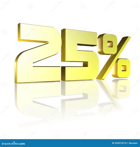 25 25 Percent As A 3d Illustration 3d Rendering Stock Illustration