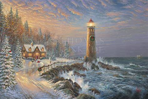 Christmas Lighthouse By Thomas Kinkade Studios Village Gallery