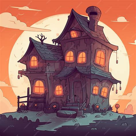 Premium AI Image | A cartoon house with a moon in the background