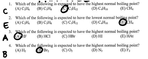 Intermolecular Forces How Can I Determine The Highest Boiling Point Given A List Of Molecules