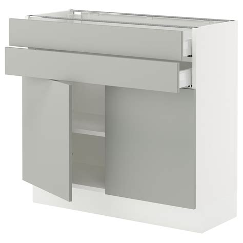 Sektion Maximera Base Cabinet W 2 Doors2 Drawers Whitehavstorp Light Gray 36x15x30 Ikea