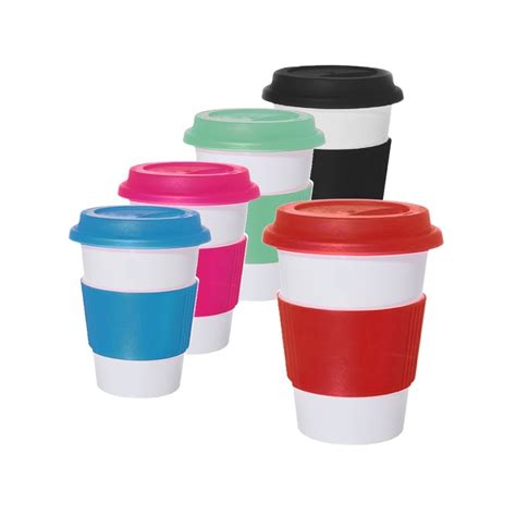 Vaso Pl Stico C Nico De Caf T Rmico Con Tapa Y Agarre De Silicona