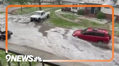 Heavy Rain Hail In East Denver Leads To Street Flooding Youtube