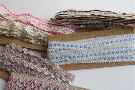 Lot Antique Vintage Sewing Trim Pink Blue Braid Edgings