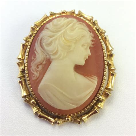 Vintage Plastic Cameo Woman Lady Face Brooch Pin Female Hair Etsy