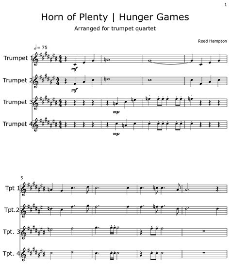 Horn Of Plenty Hunger Games Sheet Music For Trumpet