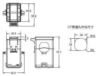 K7DD 高级电机状态监视器 外形尺寸 OMRON Industrial Automation