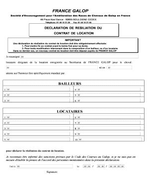 Fillable Online RESILIATION DE LOCATION Fax Email Print PdfFiller