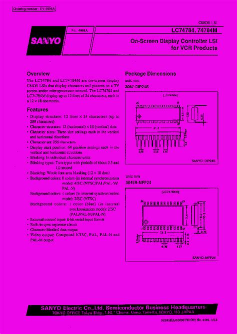 Lc74784 98264 Pdf Datasheet Download Ic On Line