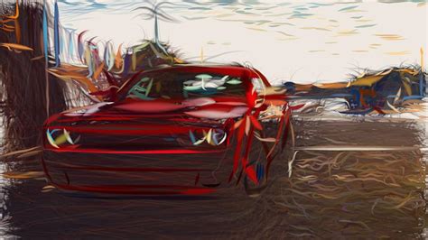 Dodge Challenger Srt Demon Drawing Digital Art By Carstoon Concept