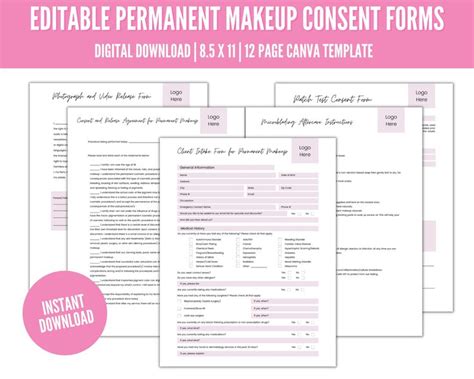 PMU Consent Form Microblading Consent Form Template Permanent Makeup