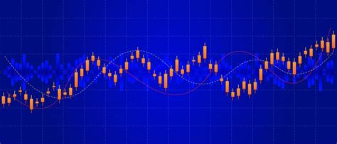 Orange Candlestick Rise Pattern With Wave Bar Chart In Blue Background