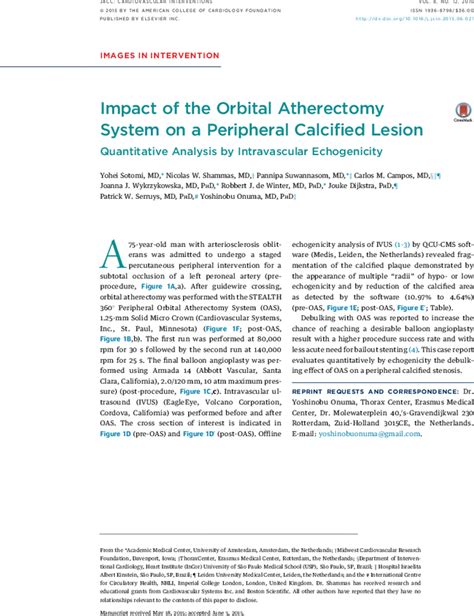 Impact Of The Orbital Atherectomy System On A Peripheral Calcified