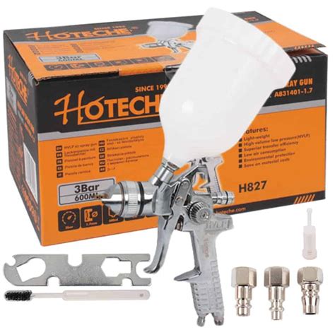 Hoteche High Volume Low Pressure Hvlp Air Spray Gun Kit 1 7mm Nozzle Za