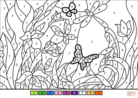 Nature Color By Number Coloring Pages Flowers Printable Flower The