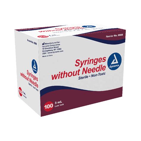 Syringe Without Needle Non Toxic Luer Lock Dynarex Corporation