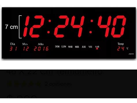 Reloj De Pared Led Rojo 46 X 22 Cm Dígitos De 7 Cm Meses sin intereses