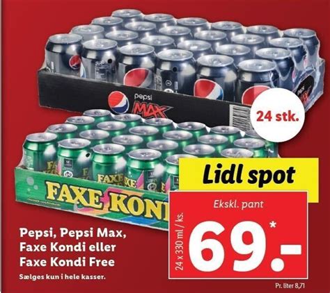 Pepsi Pepsi Max Faxe Kondi El Faxe Kondi Free Tilbud Hos Lidl