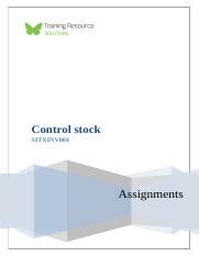 Control Stock Sitxinv Written Assignment Jyoti Final Docx