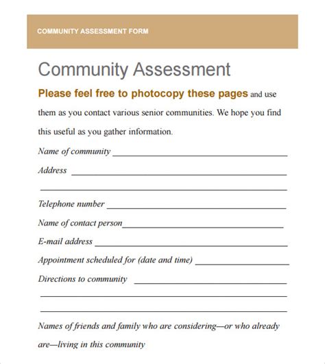 FREE 8 Sample Community Needs Assessment Templates In PDF