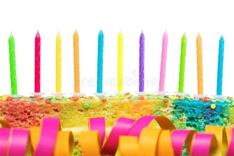 Birthday Cake With Colorful Candles Stock Image Image Of Coloured