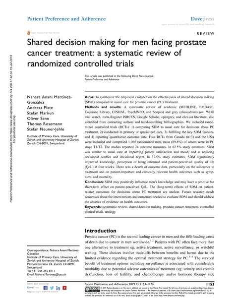 Pdf Shared Decision Making For Men Facing Prostate Cancer Treatment A Systematic Review Of