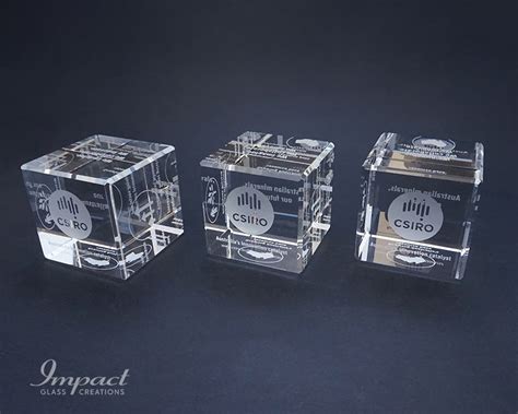 Custom Crystal Paperweights Csiro Cube Paperweight