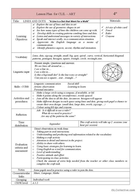 Lesson Plan For ART English ESL Worksheets Pdf Doc