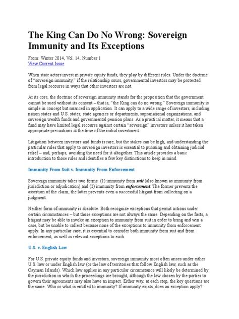 Sovereign Immunity and Its Exceptions | PDF | Sovereign Immunity | U.S ...