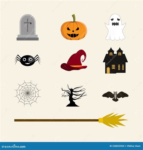 Halloween Spooky Element Design Collection Halloween Scary Party Element Vector Design On An