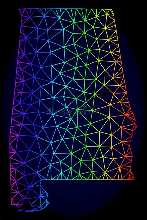 Polygonal 2d Spectrum Mesh Vector Map Of Alabama State Stock Vector