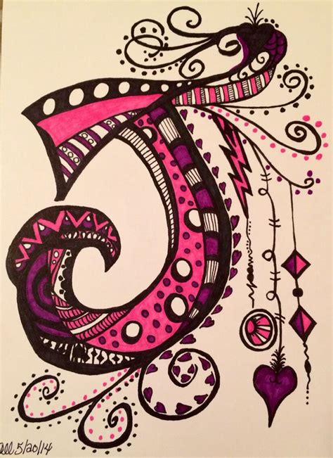 J For Jaelynn Zentangle Hand Lettering Alphabet Doodle Art Letters