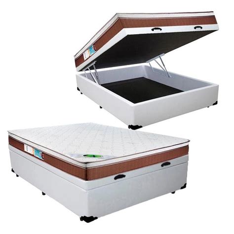 Cama Box Casal Baú Branco Colchão Molas Ensacadas MasterPocket