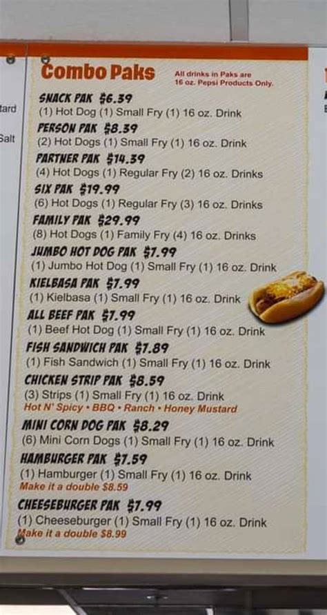 Menu at Hot Dog Heaven restaurant, Amherst