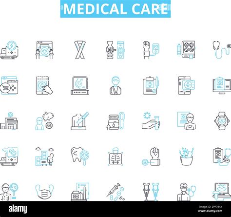 Medical Care Linear Icons Set Diagnosis Treatment Prescription