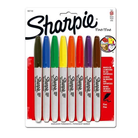 Marcador Sharpie Fino Surtido Paquete Co Contiene 8 Marcadores