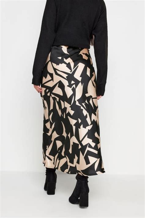 Pixiegirl Black Abstract Print Satin Midaxi Skirt Pixiegirl