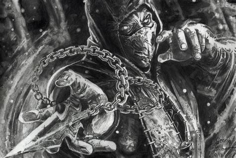 Scorpions Mortal Kombat realistic pencil draw desenho realista a lápis ...