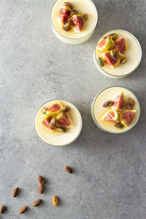 Buttermilk Goat Cheese Panna Cotta With Figs Honey Pistachios My