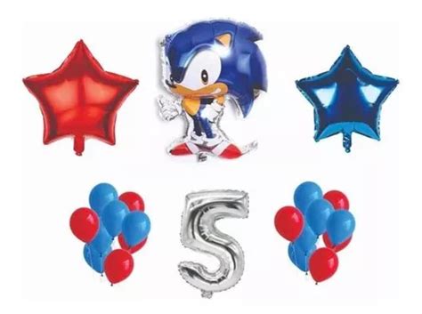 Combo Globos Sonic N Mero Estrellas Perlados Cumple En Venta En