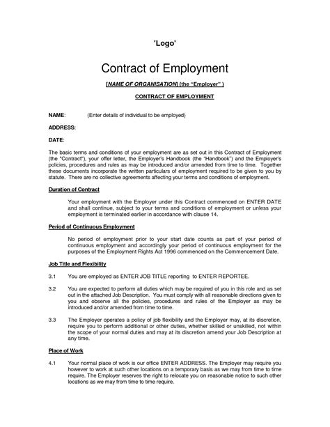 Employment Contract Template - WONDERFUL TEMPLATES