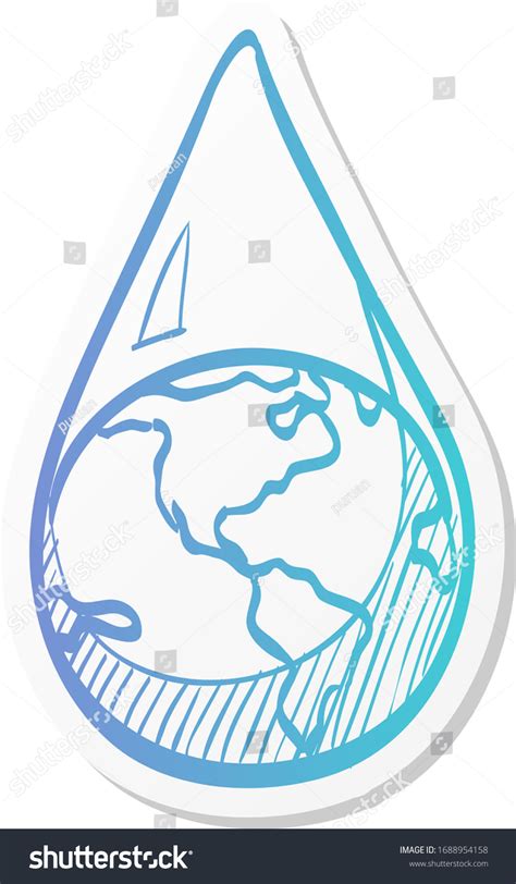 Earth Water Drop Icon Sticker Color Stock Vector Royalty Free