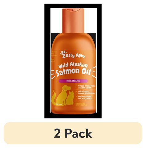 2 Pack Zesty Paws Pure Wild Alaskan Salmon Oil Liquid Food Supplement