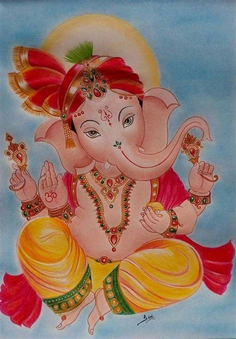 Colour Ganesh Ji Drawing - Tasma