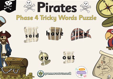 Eyfs Pirates Phase 4 Tricky Words Puzzle Grammarsaurus