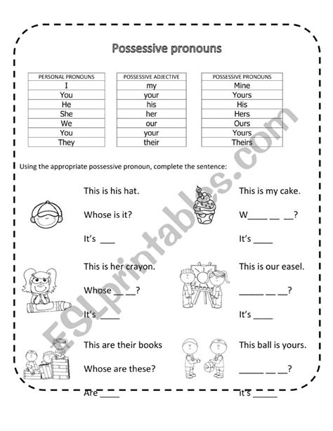 Possessive Pronouns Esl Worksheet By Ambarmaria